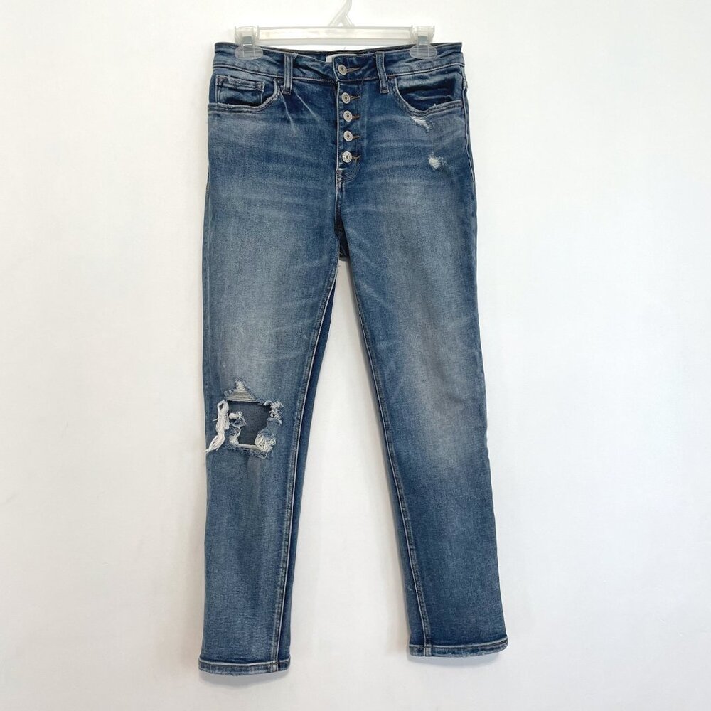 VERVET BY FLYING MONKEY ALTAR'D STATE Daisy Distressed Boyfriend Jeans Cropped - Picture 2 of 16